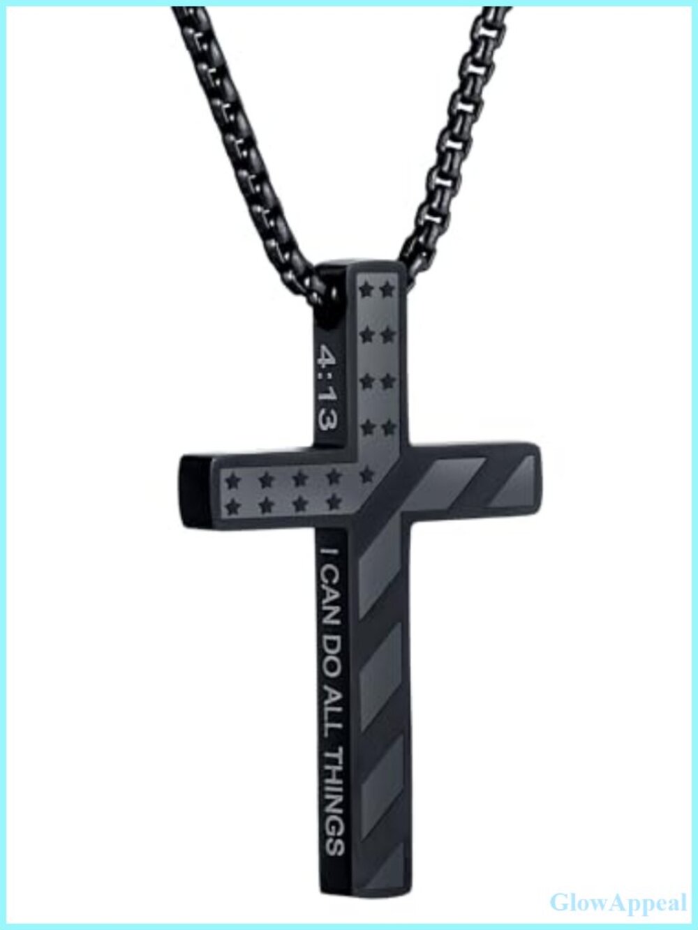 Men's Stainless Steel Cross Pendant Necklace Bible Verse Chain